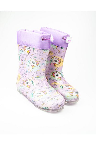 BABALİ Daddy 15106 Lilac Fur Inside Girl's Rain Boots