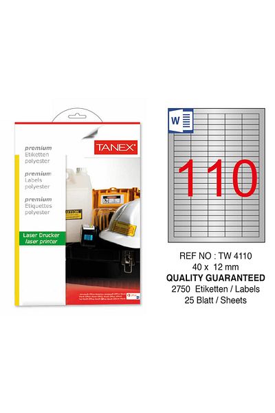 Tanex Tw-4110 40x12mm Ασημένιο Αυτοκόλλητο Λέιζερ 2750 Li