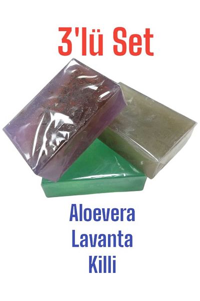 TrendMilano Natural Soap Set of 3 - Aloe Vera Lavender Clay - 3 Pieces