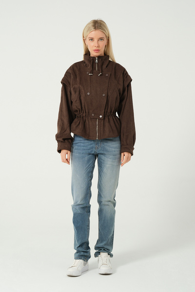 eva clothing Kadın Kahverengi Yün Karışımlı Kaşe Mont 1234613eva-1