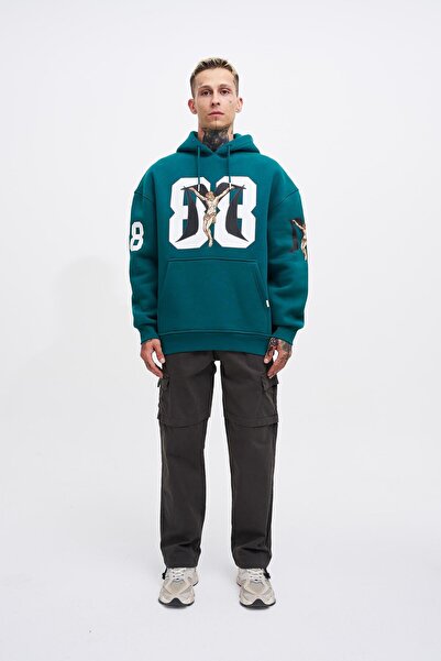 Machinist Ανδρικό φούτερ 88 Jesus Printed Oversize Petrol Green
