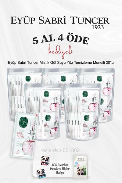 Eyüp Sabri Tuncer Mystic Rose Water - Facial Cleansing Wipes 30Pcs Rosie Cotton