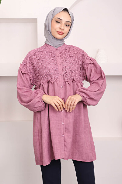İmajButik Tunica Dusty Rose Lace - Design cu maneci elastice