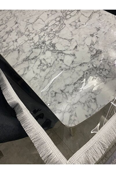 zeyrek tekstil Lüks Silinebilir Hijyenik Şeffaf Pvc Muşamba Masa Örtüsü Kenar...