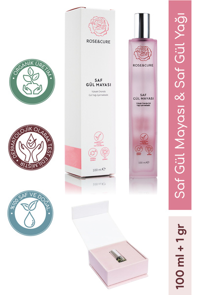 Rose and Cure Saf Gül Mayası 100 ml Ve Saf Gül Yağı 1 gram Set