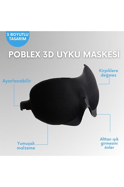 Poblex قناع نوم ثلاثي الأبعاد - هدية سدادة أذن إسفنجية