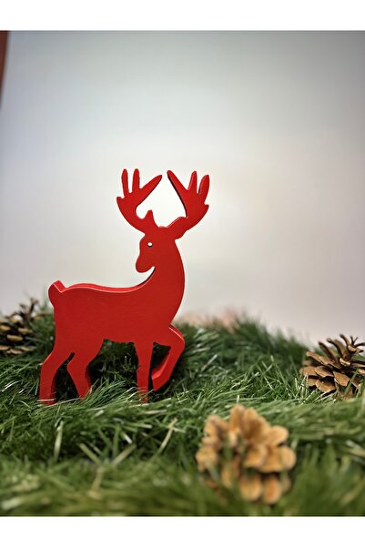 arkt غزال خشبي بتصميم رأس السنة، 15 سم، لون أحمر، قطعة ديكور دافئة وعصرية