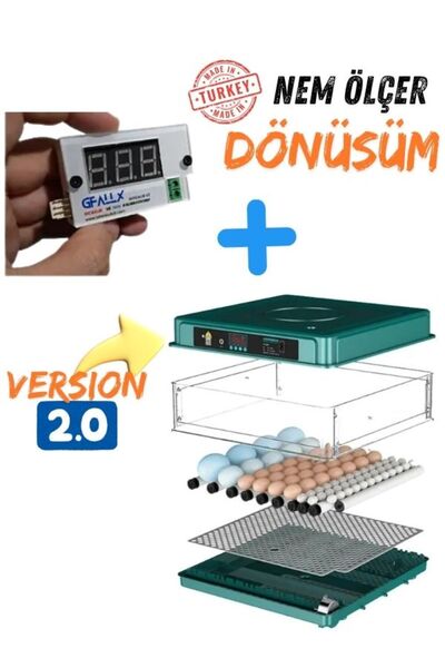 tosbai KAZ UYUMLU 130 KAPASİTELİ TAM OTOMATİK KULUÇKA MAKİNESİ YERLİ NEM ÖLÇE...