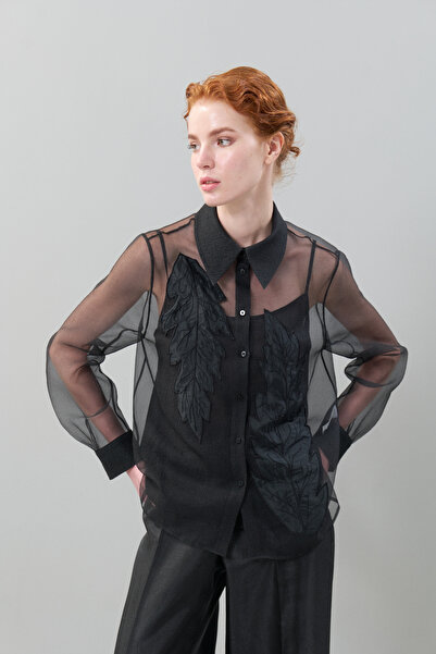 Roman Organze Gömlek Siyah K2513538_001