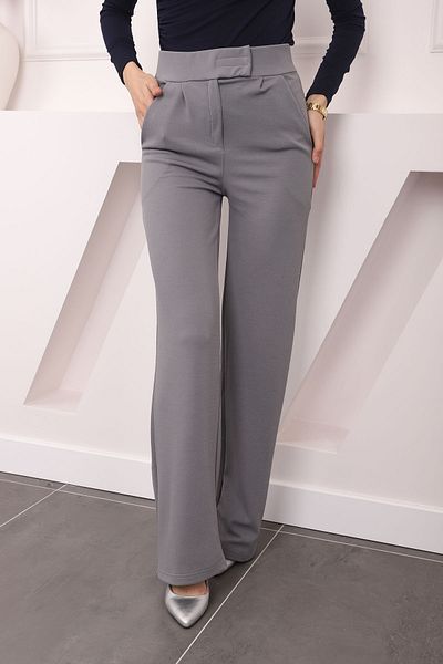 İmajButik Ψηλόμεσο γκρι παντελόνι Palozzo - Velcro