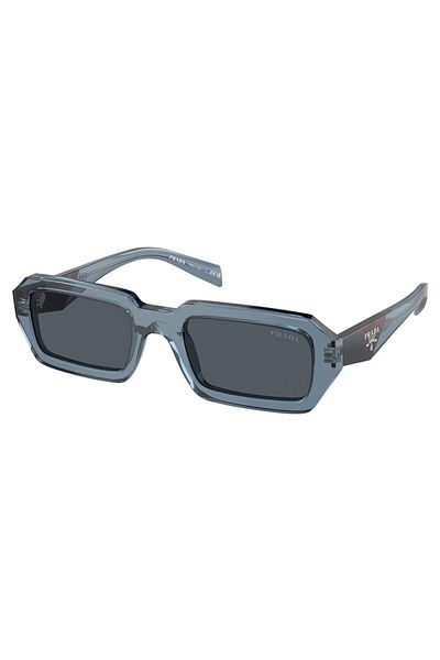 Prada Woman Irregular Sunglasses- Pr A12s - Lense Size:52mm - Transparent Blue