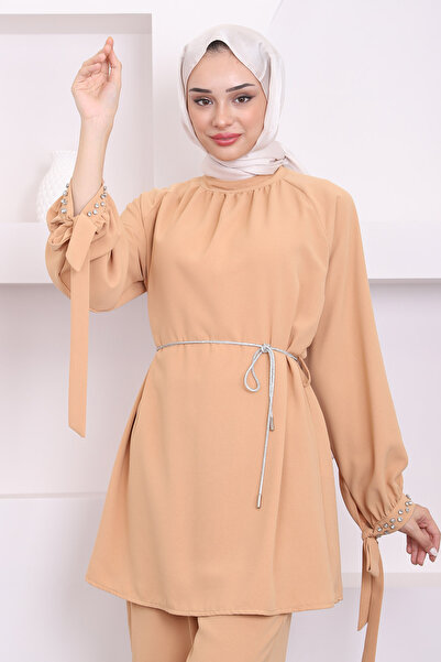 İmajButik Σετ μανίκι και ζώνη μπισκότων με πέτρινη λεπτομέρεια