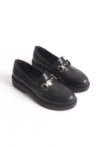 Modabuymus Pantofi casual de damă Admi Black Matte Cataramă Oxford