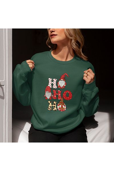 SUNFREE New Year Christmas Printed Oversize Cotton Sweatshirt