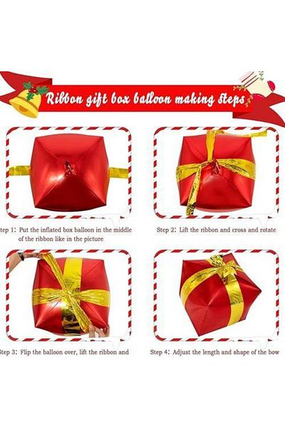 Parti Dükkanım New Year's Gift Box Shaped Foil Balloon 1 Piece