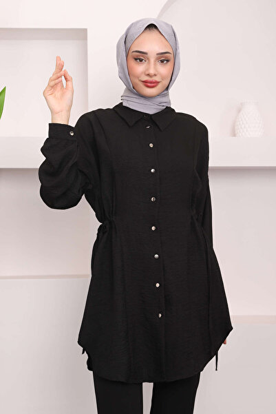İmajButik Μαύρο τουνίκ με λεπτομέρεια στο πλάι