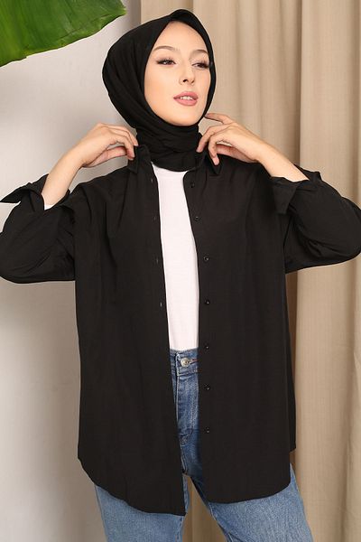 İmajButik Μαύρο Casual Basic πουκάμισο