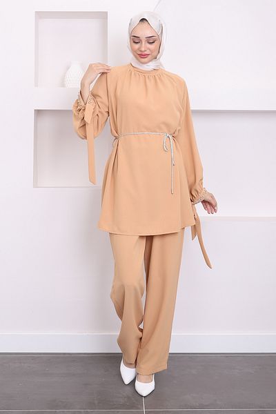 İmajButik Σετ μανίκι και ζώνη μπισκότων με πέτρινη λεπτομέρεια