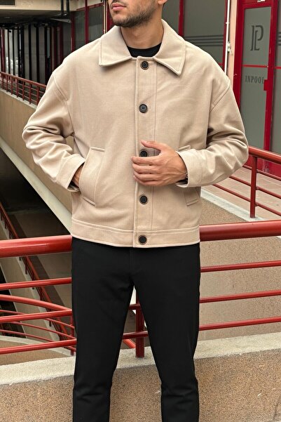 inpool Old Money Culture Shirt Collar Oversize Stamp Jacket - Buttoned, 24USEC05