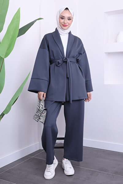 İmajButik Σετ παντελόνι με ζώνη κατάδυσης με καπνιστή μέση