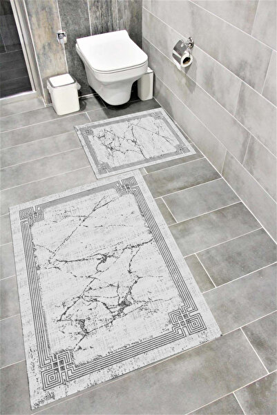 Home Water Resistant Digital Printed Bath Mat Set with Non-Slip Base