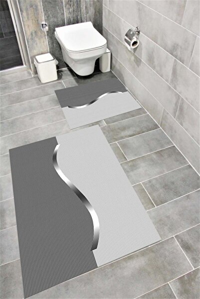 Home مجموعة سجادة الحمام الرقمية مطبوع المقاومة للماء من zirvehalılar مع قاعد...