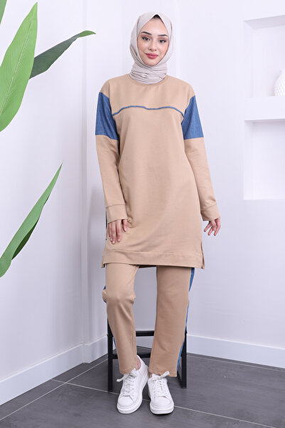 İmajButik Σετ δύο κλωστών με λεπτομέρεια τζιν βιζόν και παντελόνι τουνίκ
