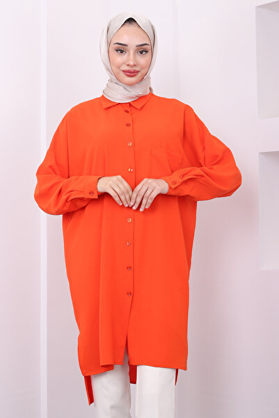 İmajButik Orange Pocket Slit Tunic