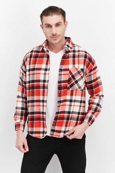 BİLLABONG Men Regular Fit Plaid Casual Shirts, Red Combo