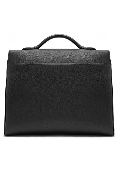 Desa Trula Black Men's Leather Briefcase