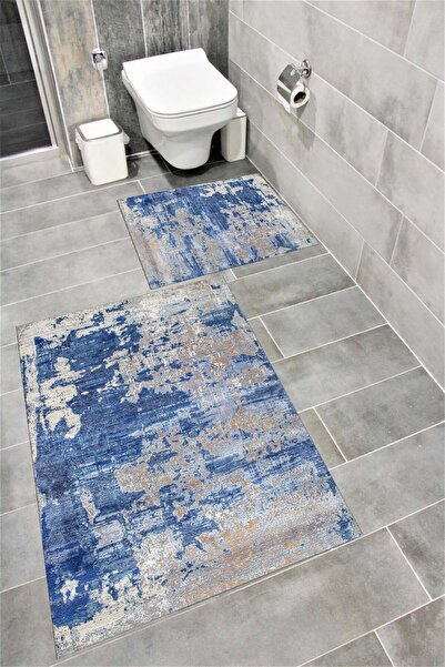 Home Water Resistant Digital Printed Bath Mat Set with Non-Slip Base