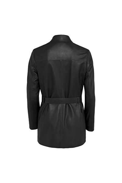 Desa Kelly Siyah Kadın Deri Trençkot