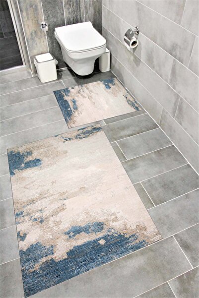Home Water Resistant Digital Printed Bath Mat Set with Non-Slip Base
