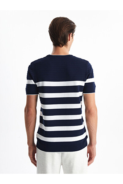 LC Waikiki New Season Crew Neck Short Sleeve Striped Men's Knitwear Sweater