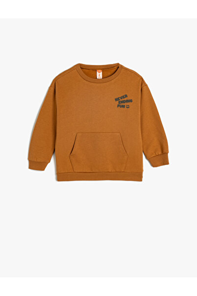 Koton سويت شيرت قطني مطبوع للأولاد باللون الأصفر