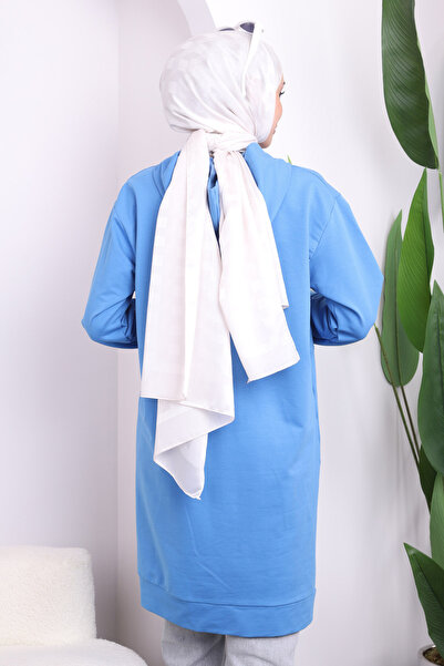 İmajButik Mavi Çıtçıtlı Kapüşonlu İki İplik Kap