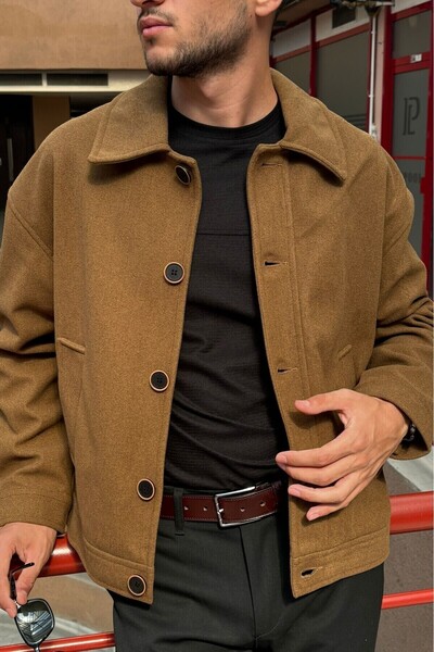 inpool Old Money Culture Shirt Collar Oversize Stamp Jacket - Buttoned, 24USEC05