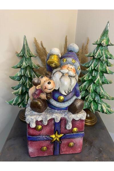 Gardenya Hediye Paketli Geyikli Noel Baba Dekoratif Obje & Biblo