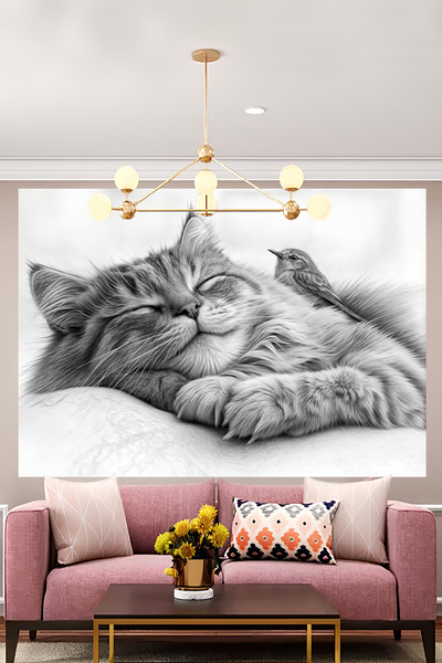 Vendini Cute Sleepy Wall Tapestry - Duar Rug and Cover