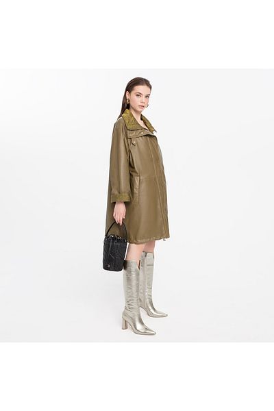 Desa Azia Khaki Women's Double-Sided Leather Trench Coat