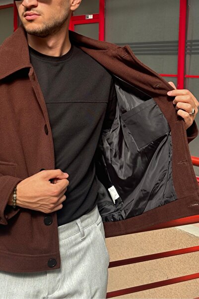 inpool Яка на риза, извънгабаритна кройка, култура на старите пари, копче, яке от щампована тъкан 24Usec05