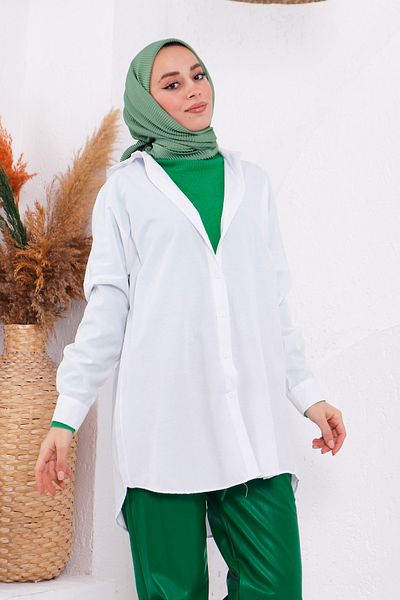 İmajButik Cămașă casual albă uni Terikoton