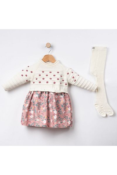 Necix's Baby Girl Dress with Knitwear Vest