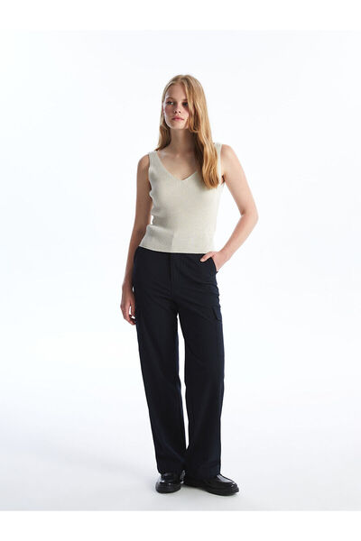 LC Waikiki LCW Vision Damen-Strickpullover mit V-Ausschnitt