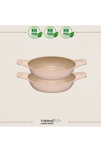 ThermoAD Mink Hot Pot Sauce Set - Cast Iron Self-Handle, 2 Pieces, 20Cm-22Cm