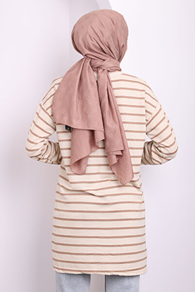 İmajButik Μπισκότα ριγέ τουνίκ με σκισίματα στα πλαϊνά