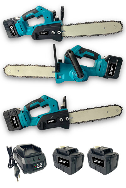 DynamicTech Şarjlı Odun Kesme Testere Çift Bataryalı 30 cm Pala Ağaç Odun Dal...