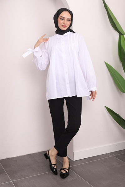 İmajButik Μπροστινό Gipeli Λευκό πουκάμισο με γραβάτα