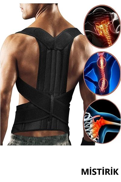 MİSTİRİK Pulsano Model Double Underwire Vertical Posture and Anti-Humpback Corset Black Color