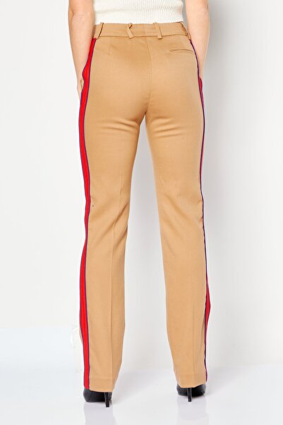 PİNKO Women Regular Fit Textured Stretchable Chino Pants, Khaki